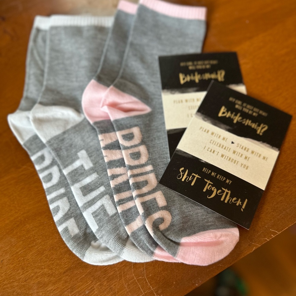 Gray & Pink Bridesmaid Socks, Gray & White Bride Socks, Bridesmaid invitations